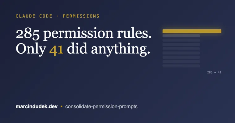 285 Claude Code permission rules collapsing down to 41 under a single broad wildcard