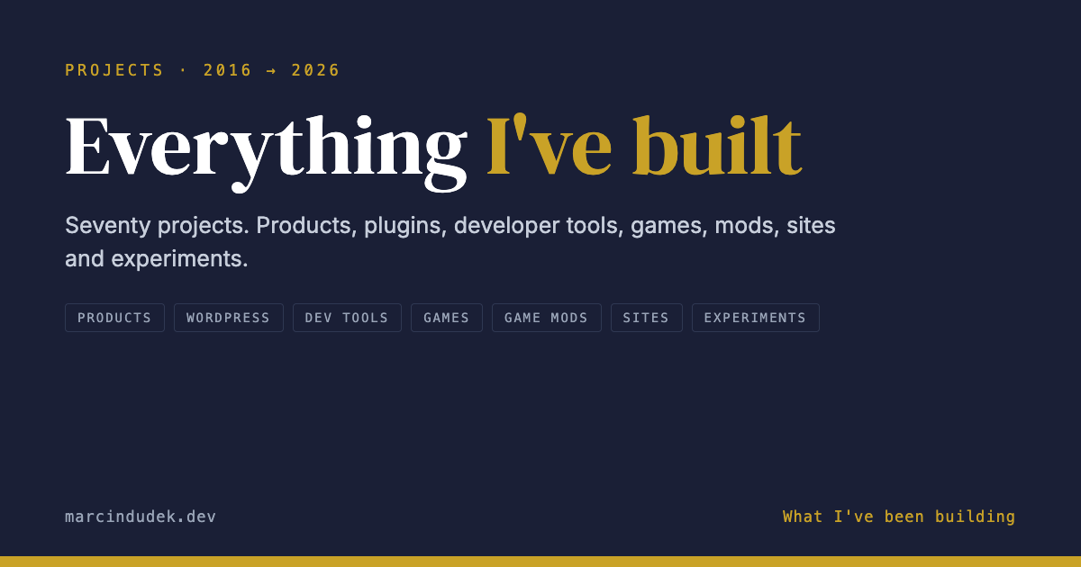 Everything I've built: seventy projects grouped by what they are