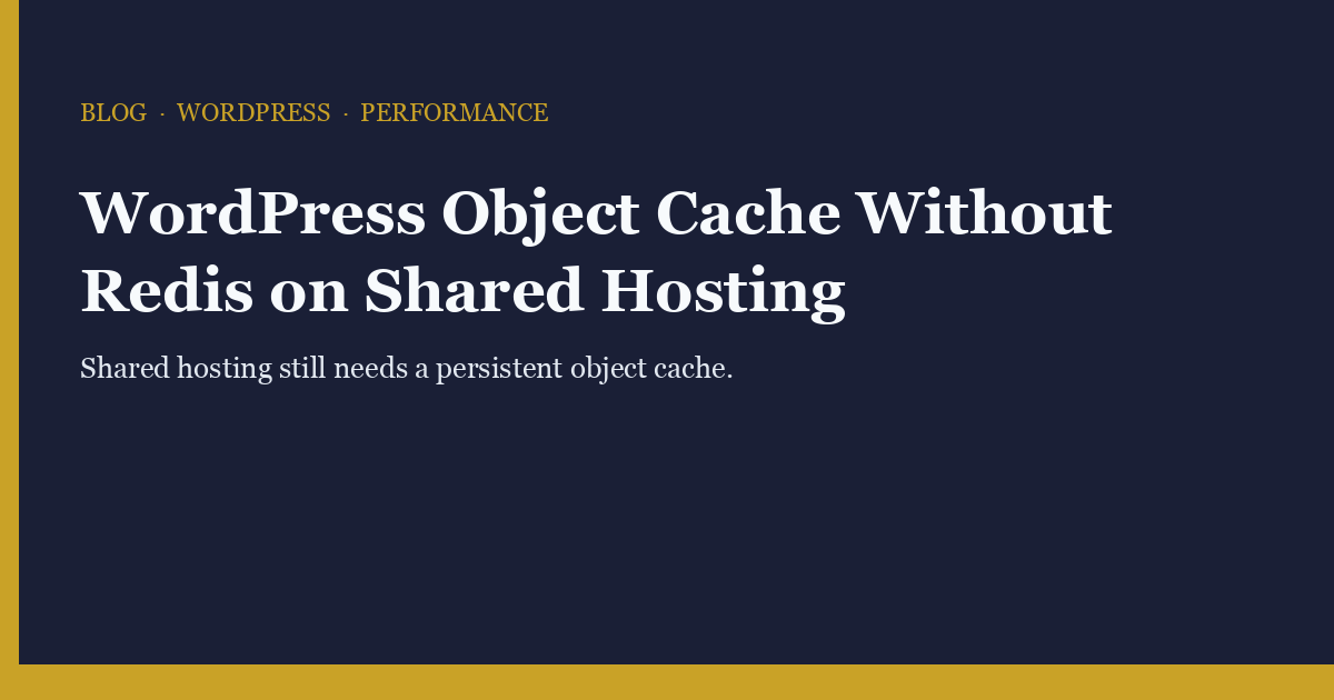 Card reading WordPress object cache without Redis on shared hosting