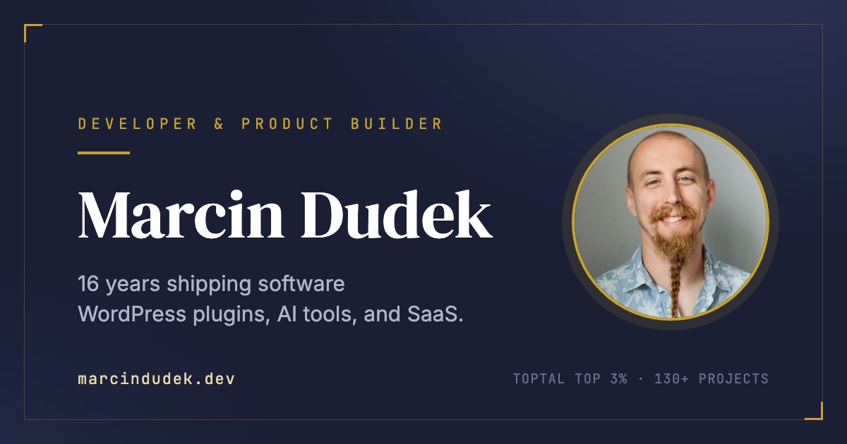 Marcin Dudek - Developer & Product Builder preview